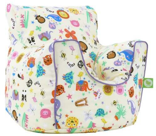 Cotton Party Animal Bean Bag Arm Chair with Beans