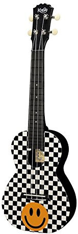 Korala Polycarbonat Konzertukulele / Yellow Smiley Checkers
