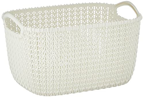 Curver Knit Cesta Rectangular S, Blanco Oasis, 27.6x20.2x15.2 cm (230012)