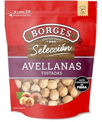 Borges - Avellanas Tostadas Selección - Frutos Secos Sin Gluten, Sin Aceite de Palma - Paquete de 130 gramos