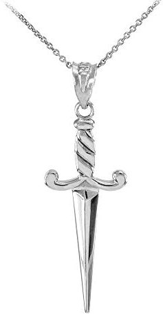 925 Sterling Silver Dagger Knife Pendant Necklace (Comes With an 18 Chain)