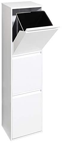 Arregui Basic CR301-B Cubo de Basura y Reciclaje de Acero de 3 Compartimentos | 3x17L (51L) | Cubos de Basura de Cocina | Contenedores de Reciclaje para Casa u Oficina | blanco