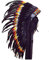 KARMABCN Coiffe de Plumes Naturelles Rose de Coiffe Indienne, avec Fourrure Brun (Doble Feather Red&Yellow)