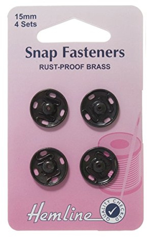 Sew On Snap Fasteners 15mm Black