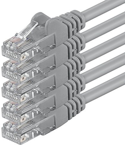 1aTTack.de 5X 10m Câble Réseau Cat6 Cat 6 - RJ45 Ethernet LAN DSL Routeur Modem - Gris