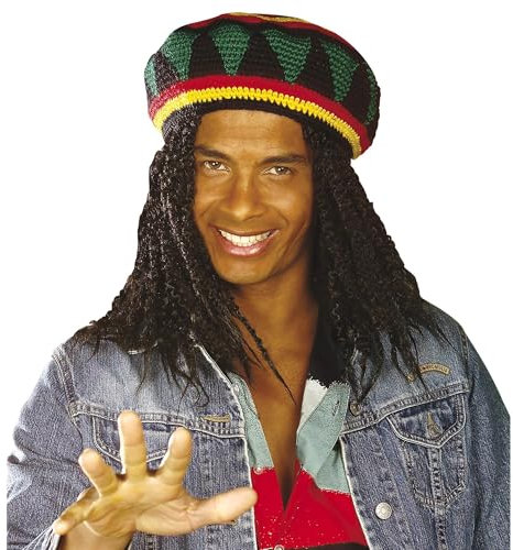 W WIDMANN MILANO Party Fashion 8446R - Reggea Häkelmütze, Rasta, Hut, Kopfschmuck, Accessoire, Karneval, Mottoparty