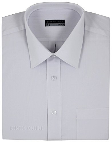 Tom Hagan Mens Formal Shirts Short Sleeve Stylish Plain Coloured Big Sizes 15 to 18 (17.5 (44), White)