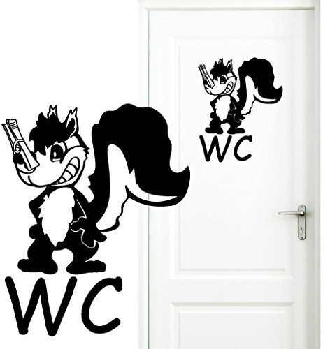 Wandtattoo Loft Türaufkleber: Stinktier mit Schriftzug WC - 30 Farben zur Auswahl - Türsticker