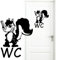 Wandtattoo Loft Türaufkleber: Stinktier mit Schriftzug WC - 30 Farben zur Auswahl - Türsticker