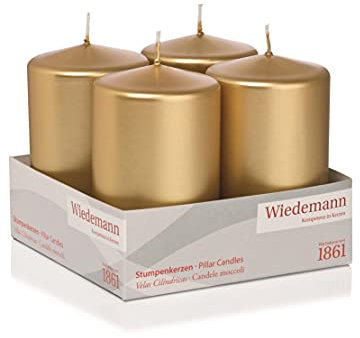 Wiedemann Kleintray-Kerzen lackiert, Wachs, Gold, 10 x 6 cm, 4