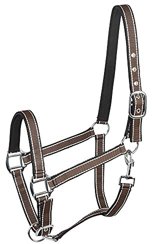 PFIFF 101517 Kunststoffhalfter, Weidehalfter Stallhalfter, Braun-Weiß-Schwarz, Full