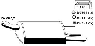 Auspuff Endschalldämpfer Auspuffanlage Endtopf original ERNST (011006) 730mm