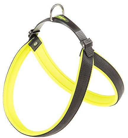 Ferplast Ergonomisches Hundegeschirr AGILA Fluo 8, ausgezeichnete Passform, doppelter Mikroregulations-Verschluss, weiche Polsterung, A = B 69 ÷ 77 cm 25 mm Neongrün