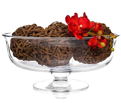SOLAVIA Artisan Large Clear Glass Salad Trifle Dessert Bowl 30cm, Fruit Trifle Lola Housewarming Gift