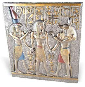 lachineuse - Ägyptisches Relief Ramses I – 28 x 25 cm – Ägyptischer Rahmen mit Pharaonen & Hieroglyphen – Ägyptische Dekoration – Figur ägyptischer Gegenstand – Ägyptische Büste – originelle