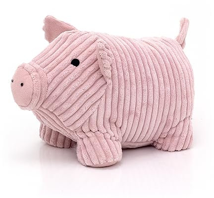 Carousel Home Twinkles Pig Doorstop Pink Ribbed Fabric Animal Doorstop | Pig Shaped Door Stop | Decorative Weighted Door Stopper - 1.5kg