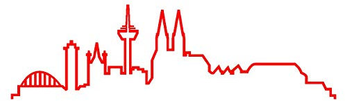 Skyline4u Skyline Silhouette Köln Aufkleber für Auto oder Wohnmobil 25 x 7,3cm hellrot