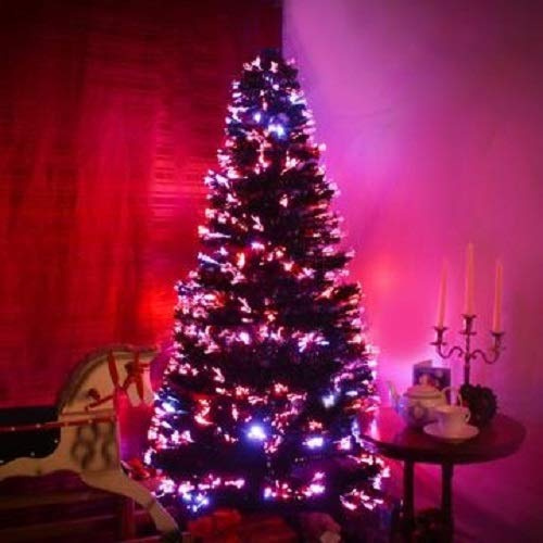 FunkyBuys® Green Fibre Optic Christmas Xmas Tree (SI-FO2001) w/Multicolor PLASTIC POT Best - 3ft (80 Tips)