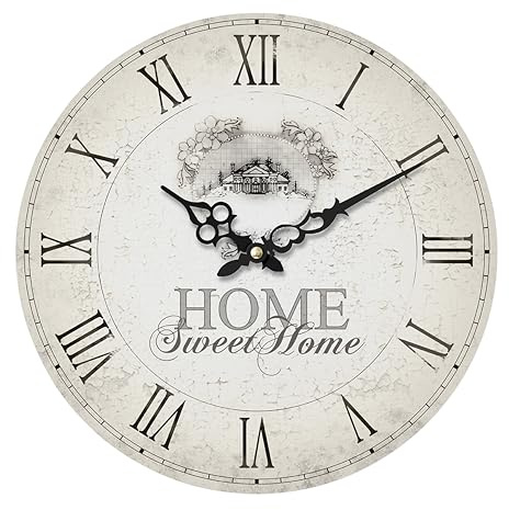Premier Housewares Modern Frameless Wall Clock Battery Kitchen Clocks Wall Wooden MDF Clocks For Living Room Wall Clock, H34 X W34 X D4 Cm,White