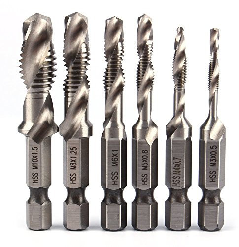 Yosoo 6PCS 1/4 Hex Shank HSS Metric Right Hand Screw Thread Tap Taper & Drill Bits