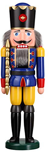 Seiffener Volkskunst Nussknacker Holzfigur Holz König Figur Höhe 50 cm groß (blau)