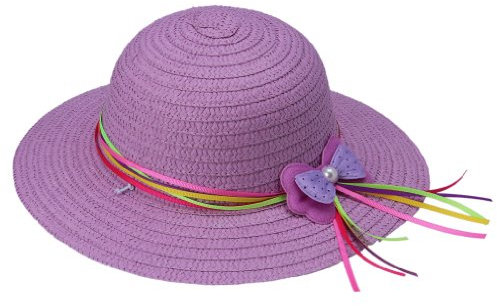 JTC 1x Baby Schleife Stroh Hut Sonnenhüte Sommerhüte 48-51cm (Lila)