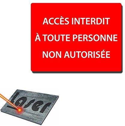 Plaque gravée autocollante 20x15 Accès interdit non autorisé fond rouge