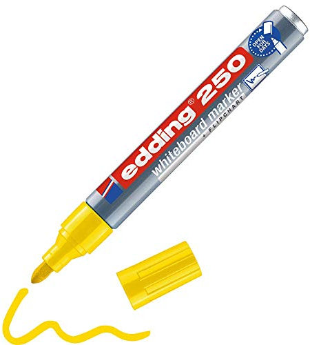 edding 250 Whiteboardmarker - gelb - 1 Whiteboard Stift - Rundspitze 1,5-3 mm - Boardmarker abwischbar - für Whiteboard, Flipchart, Magnettafel, Pinnwand, Memoboard - Sketchnotes