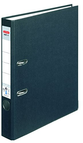 Herlitz Ordner maX.file nature plus, Spezialpapierbezug, Kantenschutz, standfest, A4 5 cm (Schwarz)