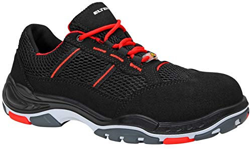 ELTEN Sicherheitsschuhe Motion Air ESD S1, Damen und Herren, Textil, Kunststoffkappe (Leichter als Stahlkappe), leicht, sportlich 40, Schwarz-Rot