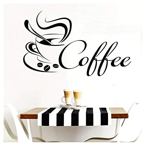 Grandora W3039 Wandtattoo Coffee Kaffeetasse Bohnen Küche schwarz 29 x 18 cm
