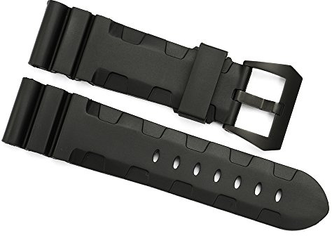 iStrap 24mm Gummi Welle Linien Uhrenarmband Uhrband mit Edelstahl Schnalle Original Panerai Armband Ersatz