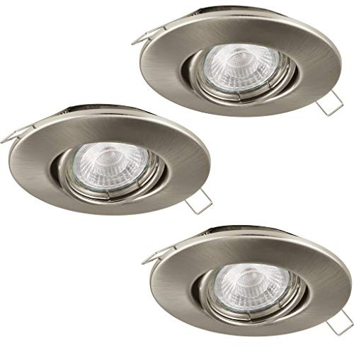 EGLO Einbauleuchte, Stahl, 3.3 W, nickel-matt, 3 Einheiten