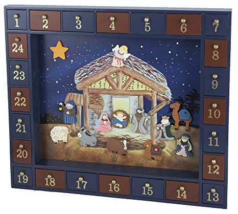 Kurt Adler 16.75-Inch Nativity Advent Calendar, 24 Magnetic Pieces