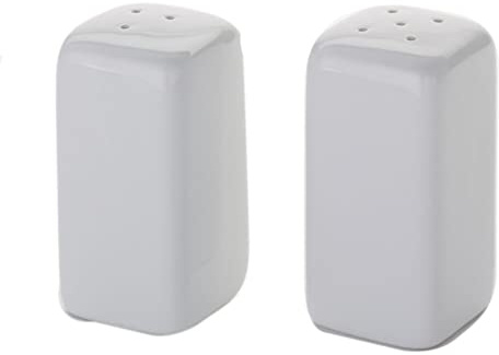American Metalcraft Square Ceramic Salt & Pepper Shakers (Set of 2),White