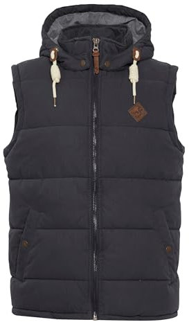 !Solid SDDry Weste Herren Weste Steppweste Outdoor Weste mit Kapuze Stehkragen Eingrifftaschen Baumwollmischung Regular fit, Größe:L, Farbe:Insignia Blue (1991)