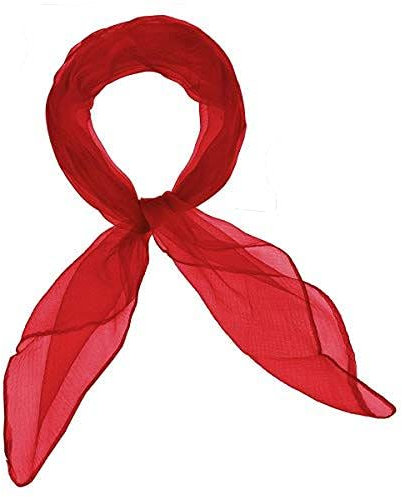 Einfaches, quadratisches Chiffon-Kopftuch/Halstuch für Damen, 50er-Jahre-Stil, sehr leichtes und weiches Tragegefühl Gr. Einheitsgröße, rot