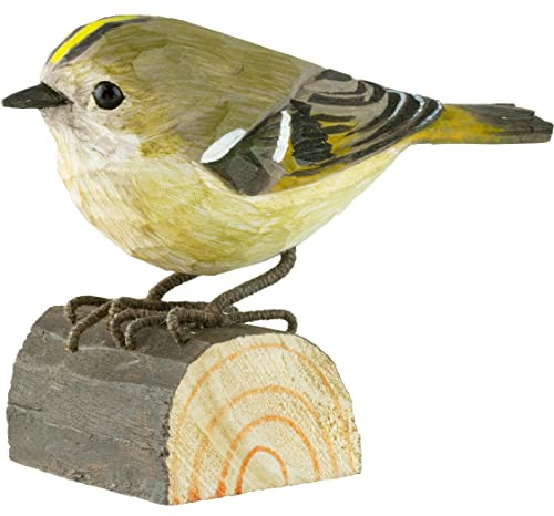 WILDLIFEGARDEN Wildlife Garden WG425 DecoBird Wintergoldhähnchen - Handgeschnitzter Dekorative Vogel aus Holz - Kleine Europäische Vögel