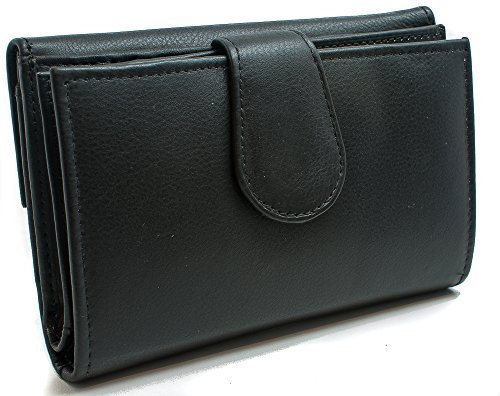 New Design Damen Leder Geldbörse Geldbeutel Brieftasche in Schwarz 105 OVP