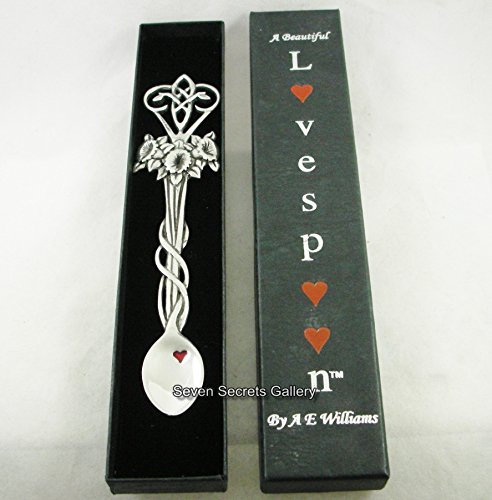 Seven Secrets Gallery HANDCRAFTED SOLID ENGLISH PEWTER LOVE SPOON WELSH DAFFODIL DESIGN | LOVESPOON | MADE IN ENGLAND | LOVERS GIFT | LS145