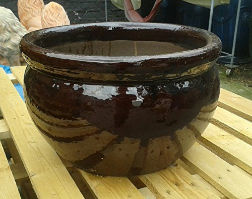 terracotta-toepfe-de Aktion B-Ware ! Blumentopf ca.25cm Durchmesser, braun glasierte Keramik Steingut Garten Deko Blumenkübel Pflanztopf