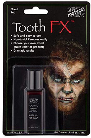 Mehron Make-up Tooth FX Red | Temporäre rote Zahnlackierung | Ideal für blutige Zahn-Effekte & Horror-Looks | SFX für Halloween, Cosplay und Theater (4 ml)