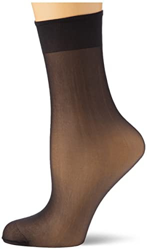 Nur Die 5er Pack Söckchen Seidenfein 15 DEN transparente Nylon Feinsöckchen seidig glänzend breiter Komfortbund Damen, schwarz, one size