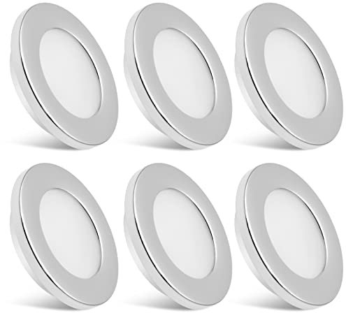 Dream lighting LED Spots 12v Wohnmobil Einbaustrahler Flach Loch 54mm Wohnwagen Einbauleuchten Verchromter Plastik IP44 3000K Warmweiß 2W 6er Set