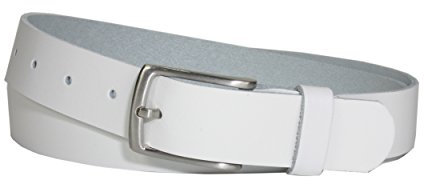 Vascavi Ledergürtel echt Leder, 3 cm breit und ca. 0.25 cm stark, Gürtel, Anzugsgürtel, Hüftgürtel, Jeansgürtel, Made in Germany (90 cm Gesamtlänge 100 cm, Weiß)
