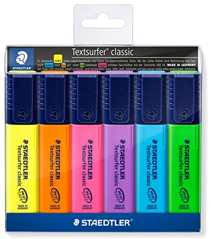 STAEDTLER 364 WP6 Textmarker Textsurfer classic, nachfüllbar, Etui mit 6 Stück, sortiert