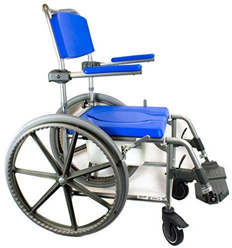 Days, Fauteuil de Douche Roulant, Cadre en Aluminium Robuste, deux Roulettes avec Freins, Accoudoirs Relevables, pour Personnes Âgées ou Handicapées, Utilisation Dans la Salle de Bain