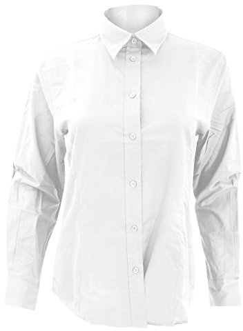 Kustom Kit Ladies Oxford Long Sleeve Shirt White Size 14 with Adjustable Cuffs