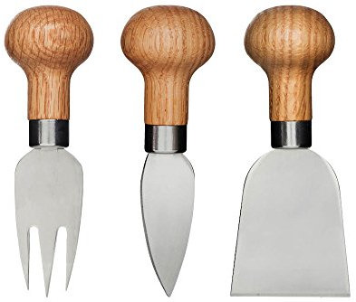 Sagaform SA5017198 Knife, Set of 3 Oval Oak Cheese Set, 3 pcs, Brown/Stainless Steel