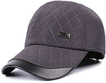 Sporty Baseballcap mit Ohrenklappen Wasserdicht Kappe Golf Cap Mütze Schirmmütze Ohrenschutz Basecap Wintercap Wintermütze (grau)